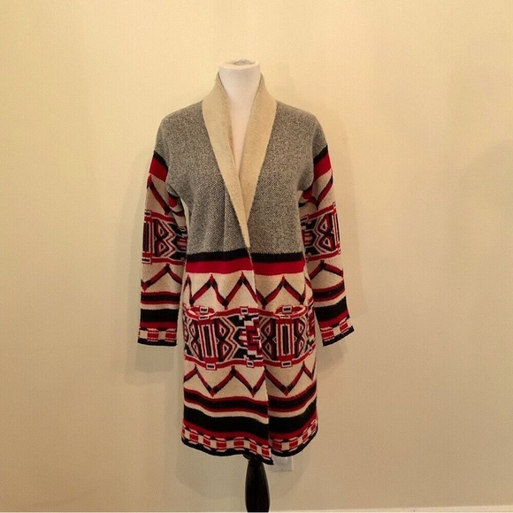 BCBG maxazria Aztec tribal southwestern long cardigan career cozy Small - Picture 2 of 5